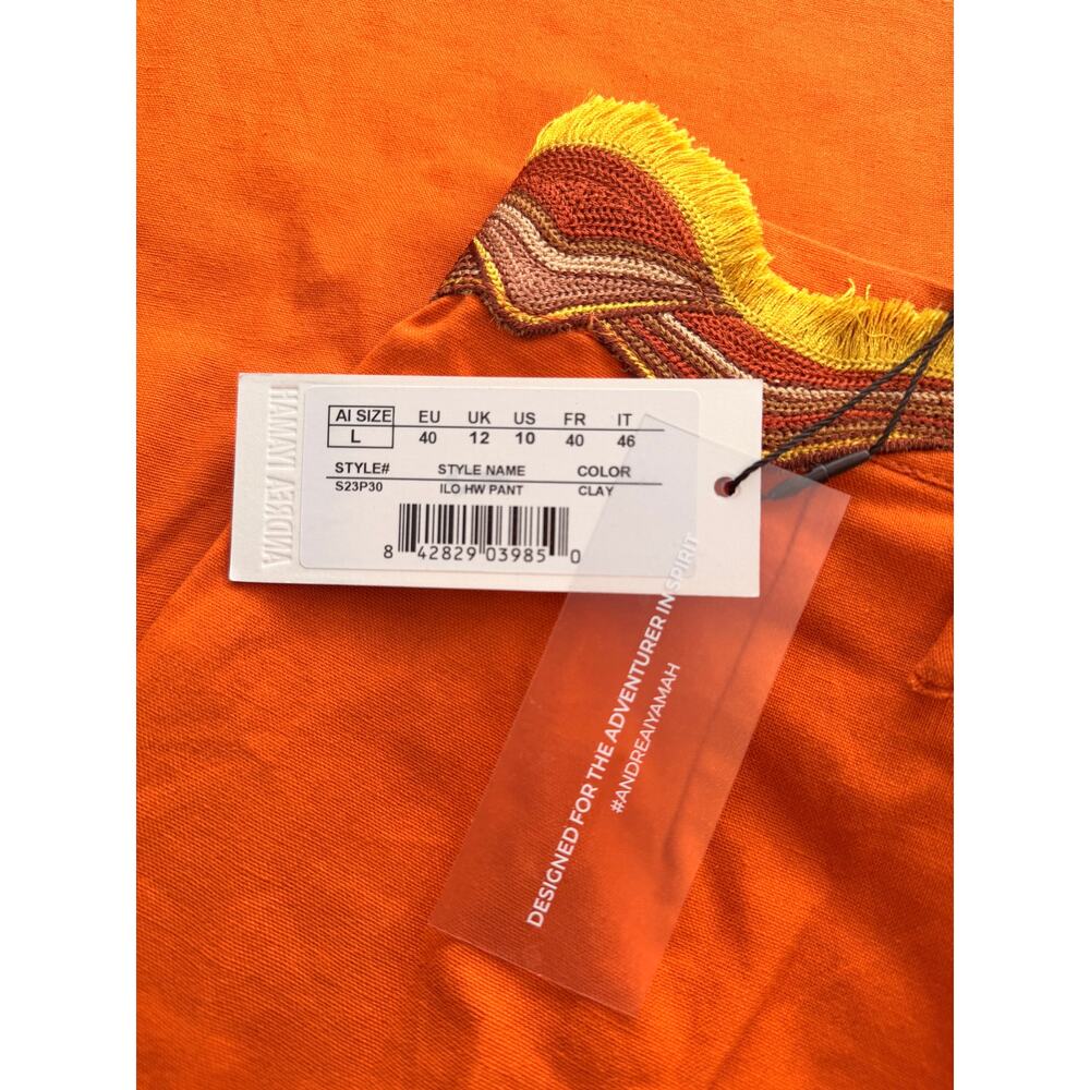 Orange Flared and Embroidered Pants by Andrea Iyamah - Size 10 (L) - Picture 7 of 7
